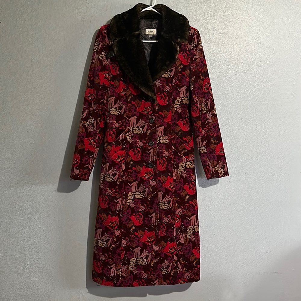 Fossil Clarissa Velvet Coat Sz Small